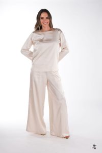 Pantalon Basico de Plata ancha